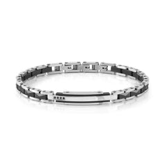 Nomination STRONG DIAMOND Armband aus Edelstahl mit Keramik-Details, dazu mit 4 Schmucksteinen verzierte Plakette (009_(Diamant, Schwarz))