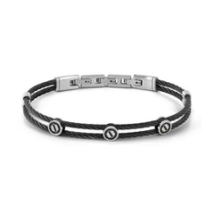 Nomination #SEALOVER Drahtseil-Armreif aus Edelstahl, schwarz PVD-beschichtet (032_(Schraube))