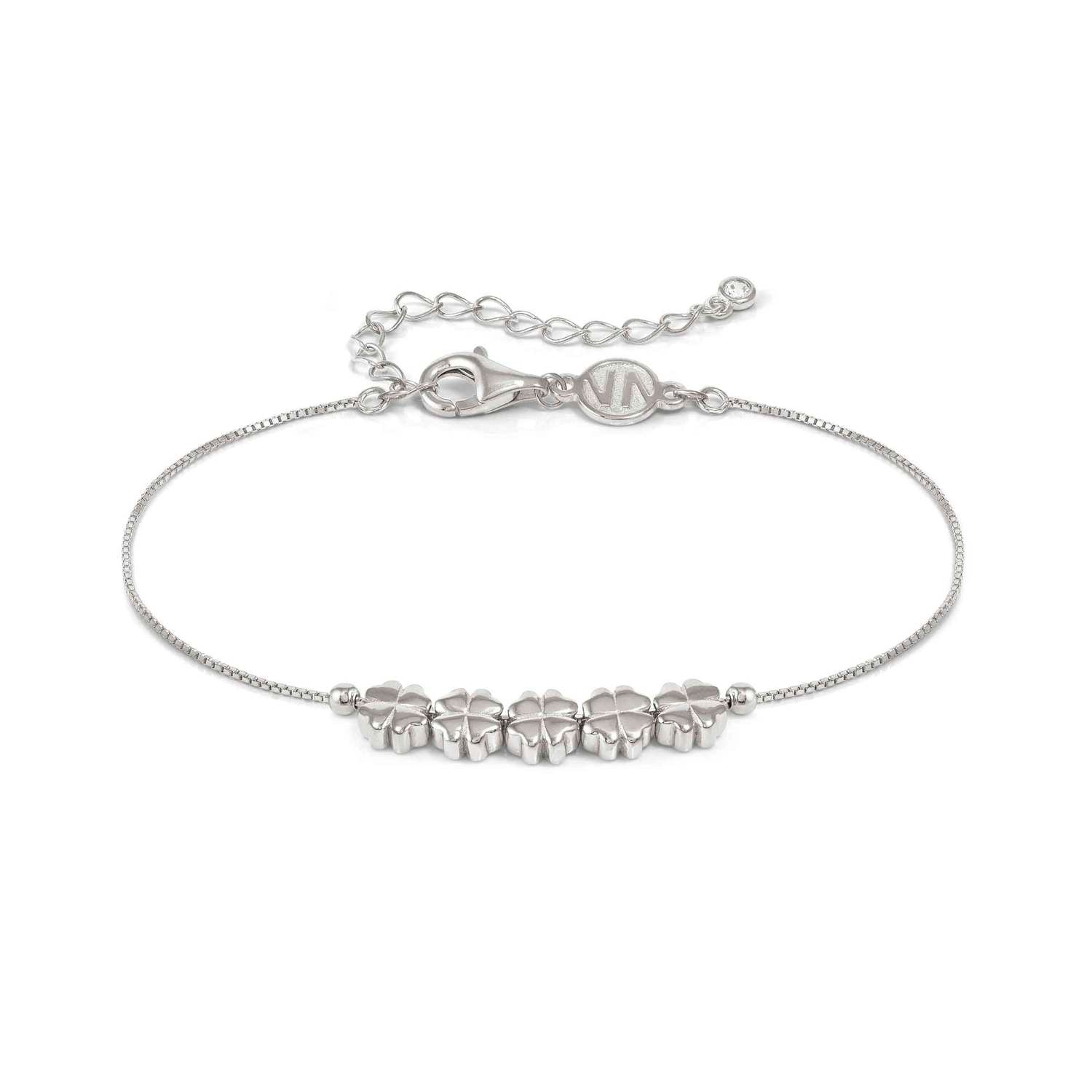 Nomination ARMONICA Armband aus 925er Silber, dazu 5 Schmuckelemente, Verschluss mit Cubic Zirkonia verziert (001_Kleeblatt Silber)