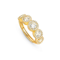 Nomination SEIDIVINA Ring aus 925er Silber, dazu 5 mit Cubic Zirkonia besetzte Schmuckelemente (012_(Gelb vergoldet))