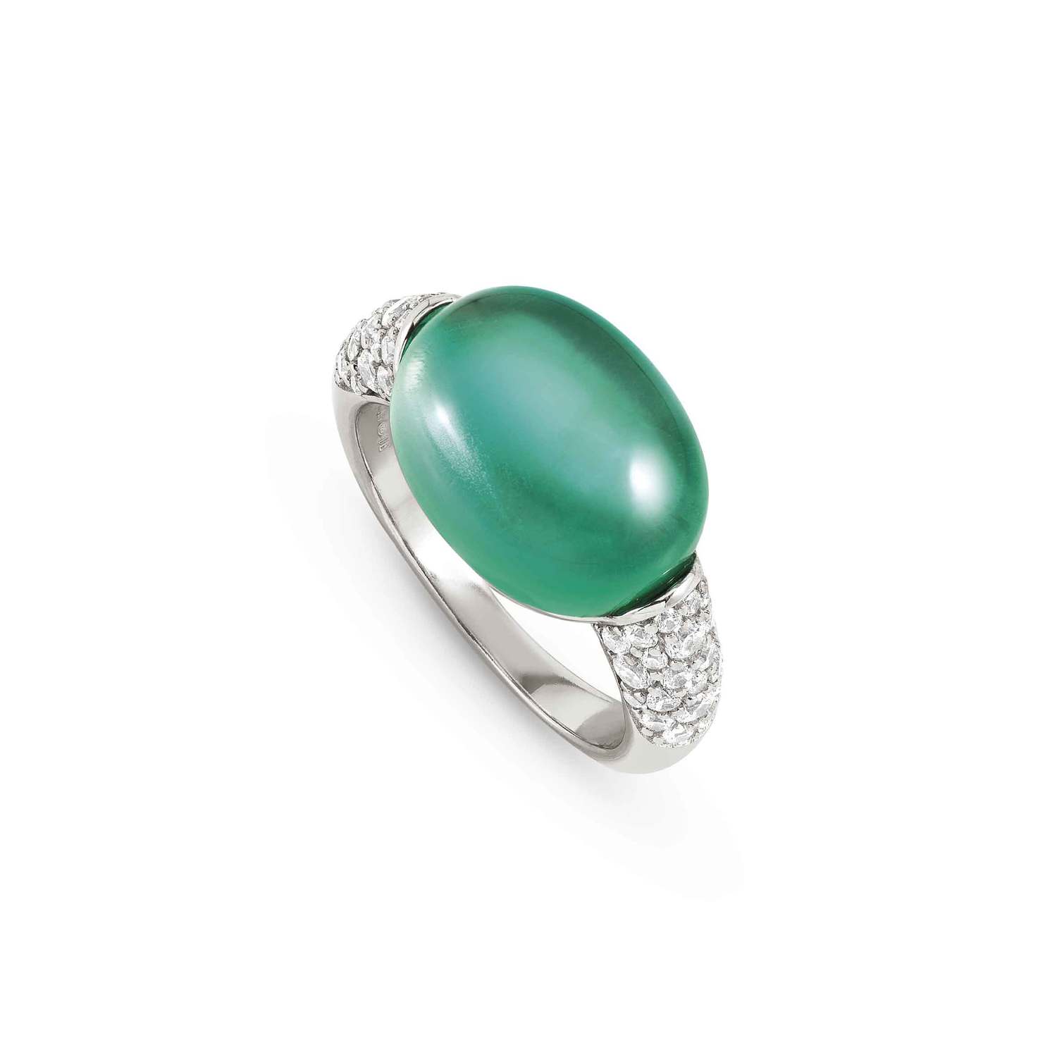 Nomination MYRADIANCE Ring aus 925er Silber, mit Cubic Zirkonia besetzt, dazu synthetischer Schmuckstein (groß) (041_(Paraiba-Turmalin-Grün)-010_Grosse 19)