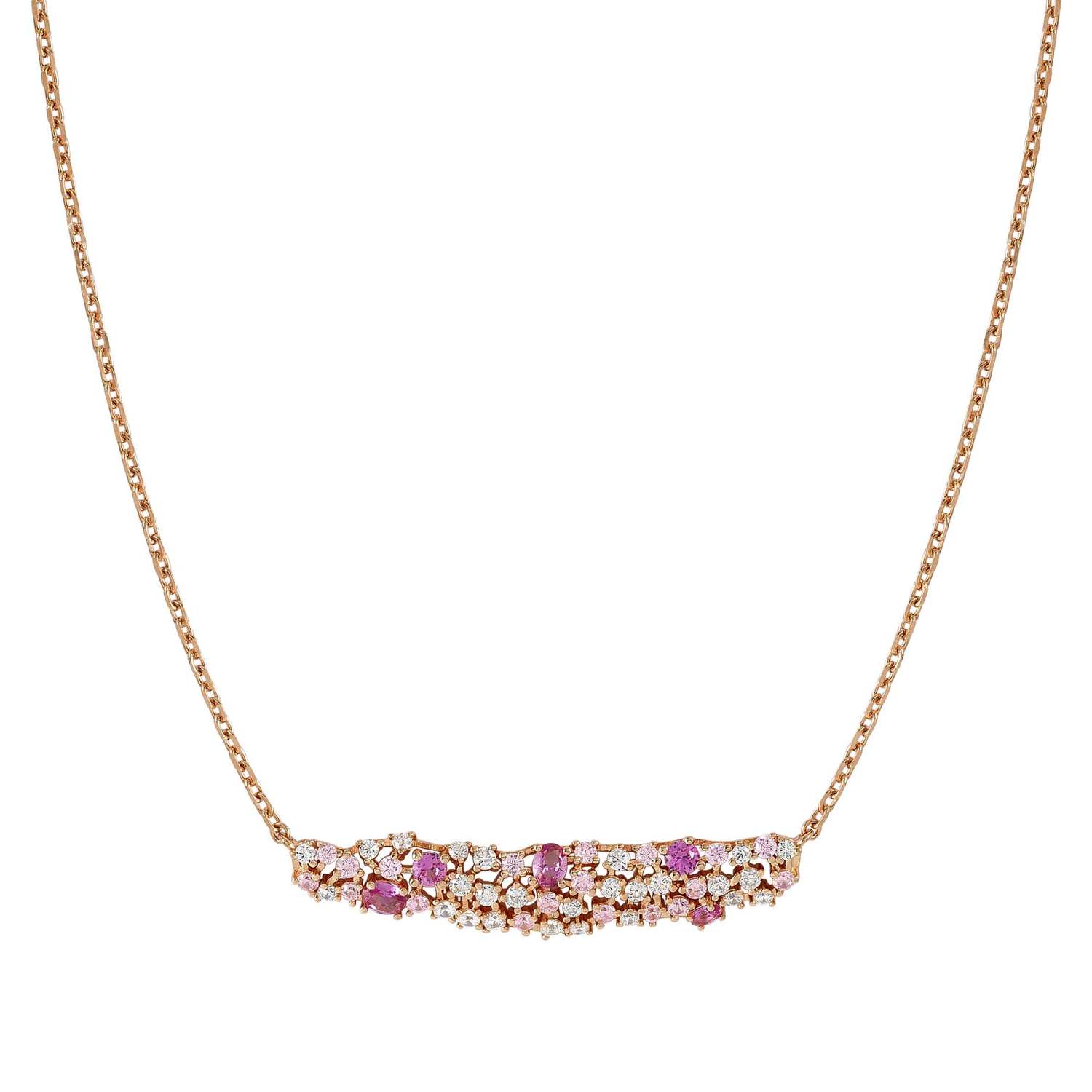 Nomination MOSAICA Halskette aus 925er Silber, dazu mit farbigen Cubic Zirkonia besetzte Plakette (011_Rosevergoldet)