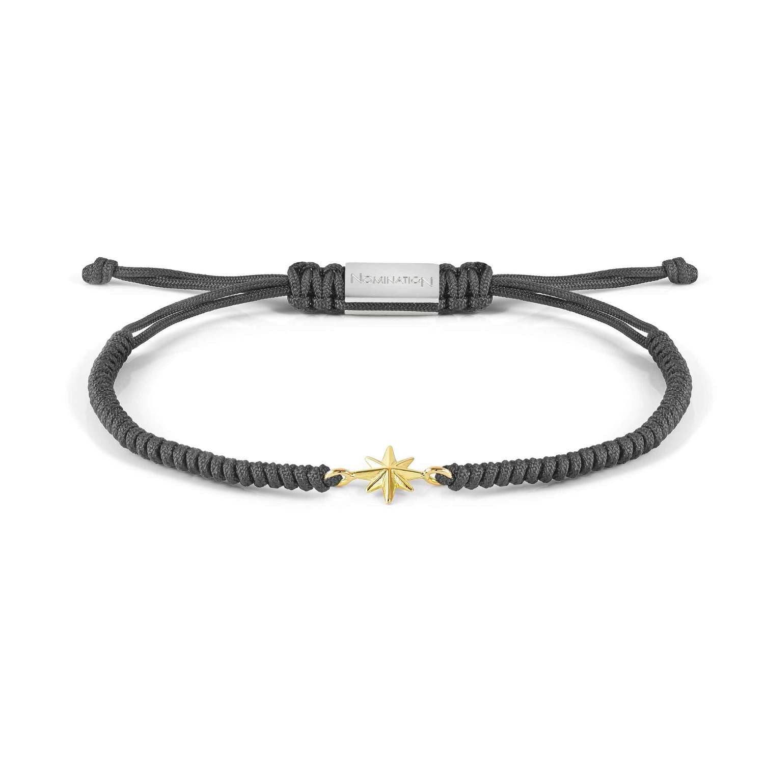 Nomination REFINED Seilarmband (Grau) mit Edelstahlverschluss, dazu Schmuckelement aus 18kt Gold (014_Windrose)