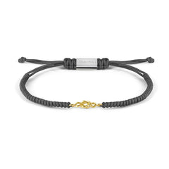 Nomination REFINED Seilarmband (Grau) mit Edelstahlverschluss, dazu Schmuckelement aus 18kt Gold (024_Knoten)
