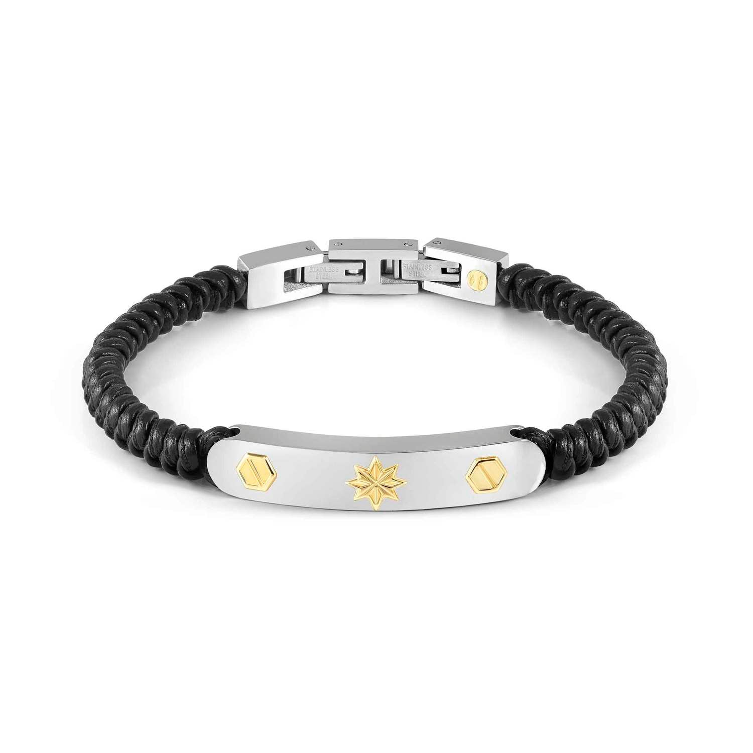 Nomination REFINED Lederarmband, dazu Edelstahl-Plakette, mit 18kt Gold verziert (033_(Mix))