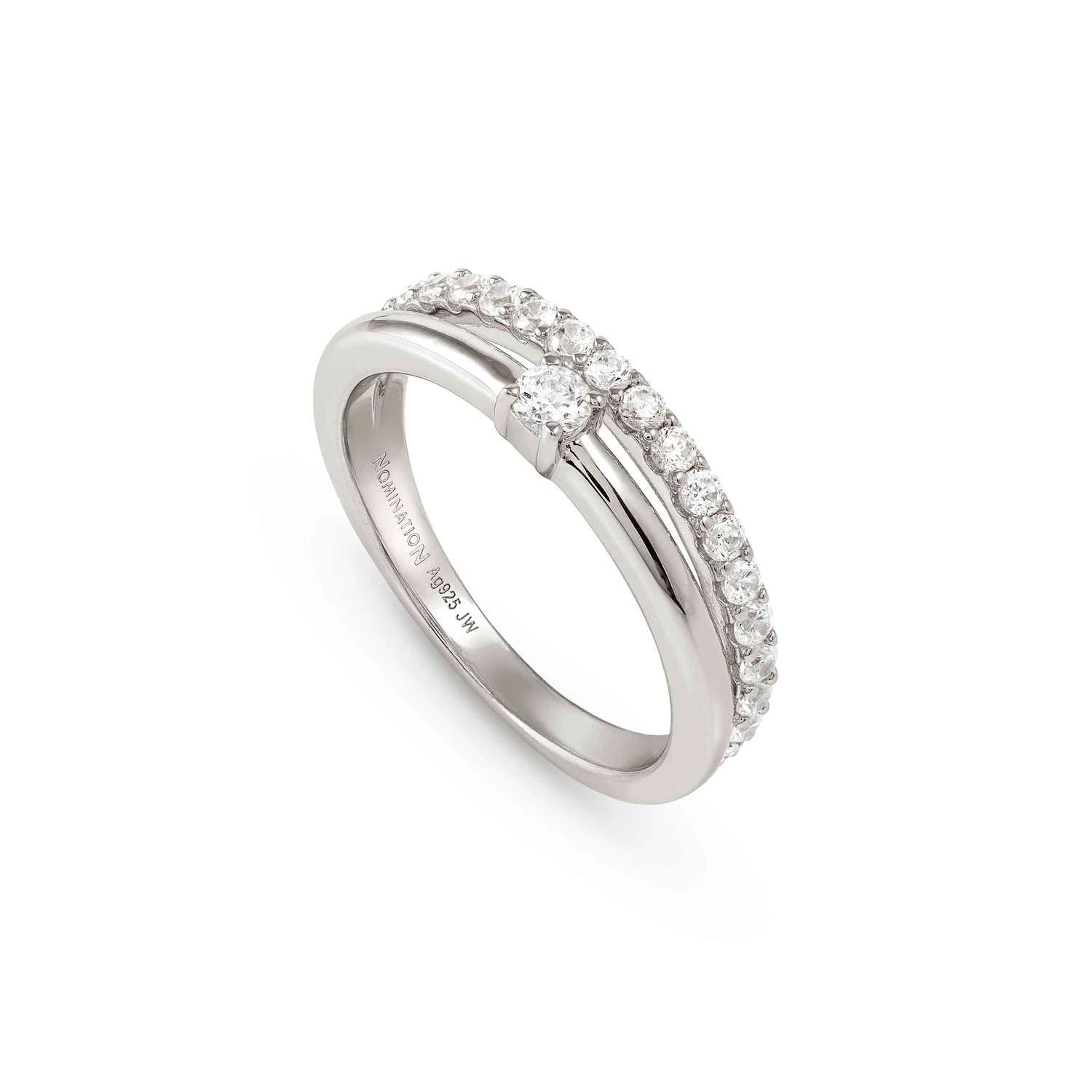 Nomination COSMICLOVE Memoire-Ring aus 925er Silber, mit Cubic Zirkonia besetzt (001_WEISS-008_Grosse 17)