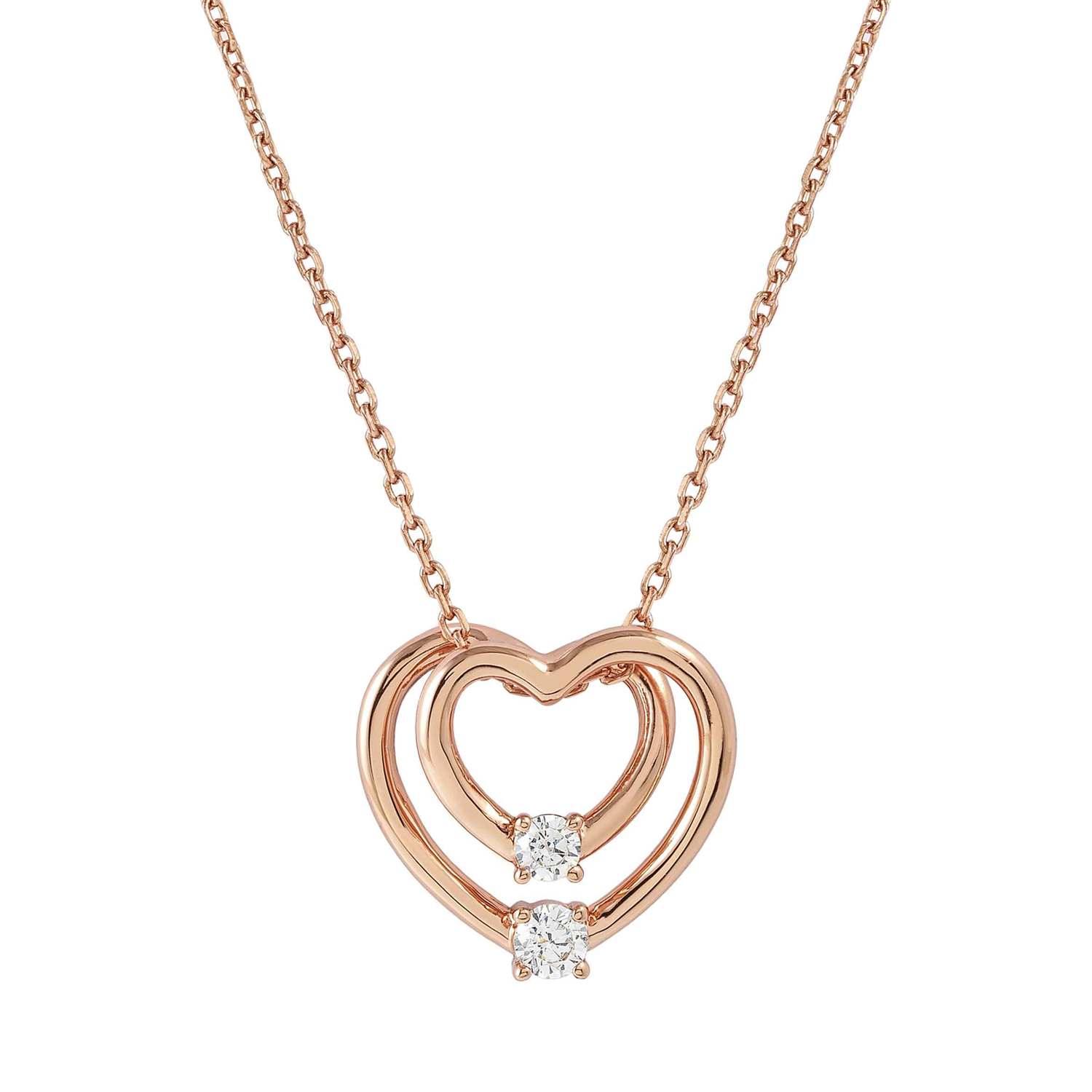 Nomination COSMICLOVE Halskette aus 925er Silber, dazu mit Cubic Zirkonia verzierter Anhänger (groß) (005_Herz Rosegold)