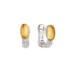 Nomination MYRADIANCE PRECIOUS Ohrclips aus 925er Silber, mit Topasen (Weiß) besetzt, dazu natürlicher Schmuckstein (004_Quarz Zitrin)