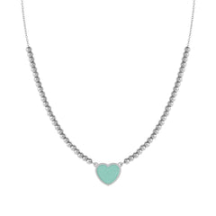 Nomination EMOSFERE Halskette mit Edelstahlperlen, dazu 1 mit Emaille verziertes Schmuckelement (002_Herz (wassergruen))