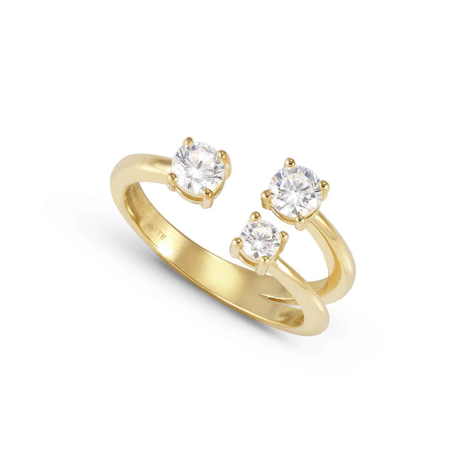 Nomination FASHION ERA 'Toi-et-Moi'-Ring aus 925er Silber, mit Cubic Zirkonia verziert (012_(Gelb vergoldet)-004_Grosse 11)