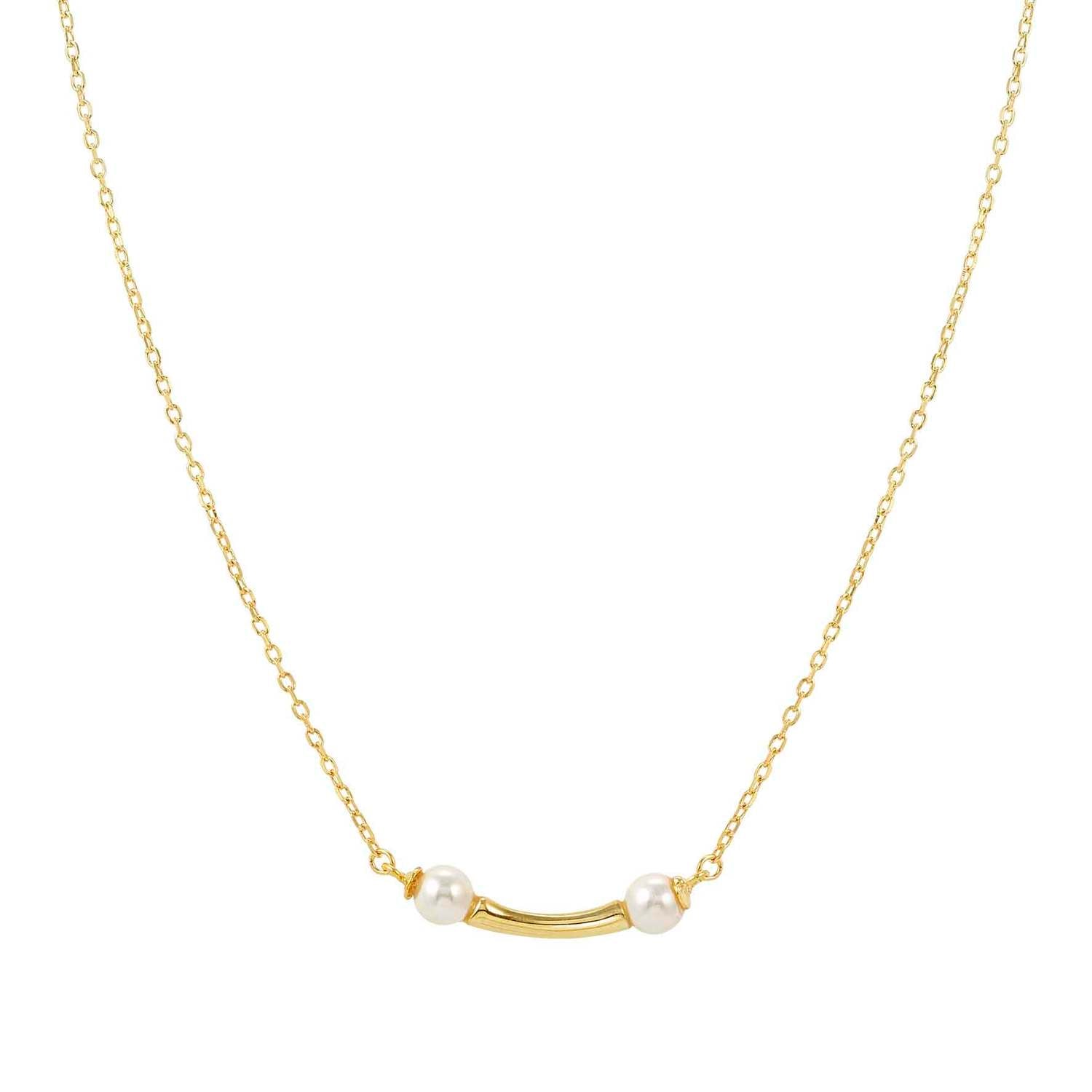 Nomination FASHION ERA Halskette aus 925er Silber, dazu mit weißen Perlen verziertes Schmuckelement, mit Cubic Zirkonia verziert (012_(Gelb vergoldet))