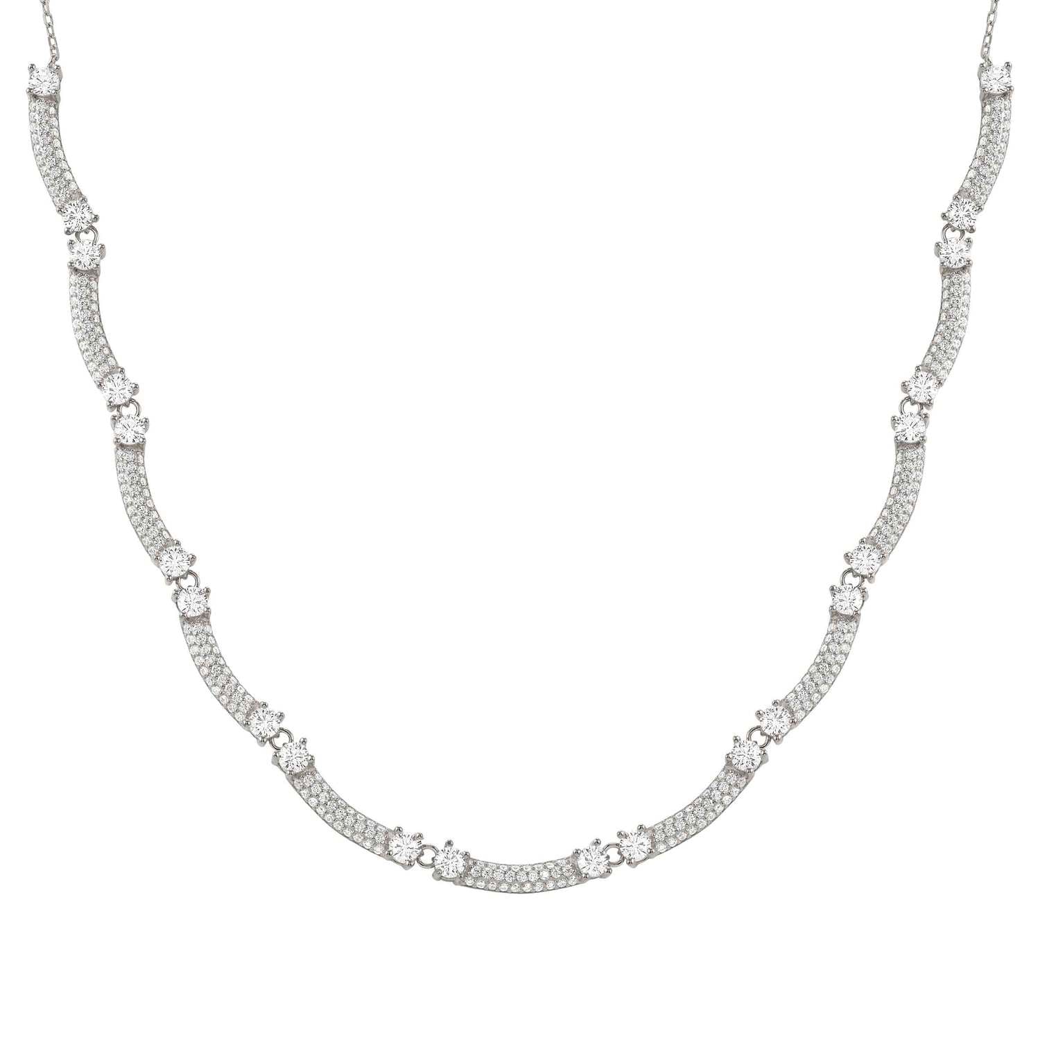 Nomination FASHION ERA Halskette aus 925er Silber, dazu 11 mit Cubic Zirkonia in Pavé-Fassung besetzte Schmuckelemente (010_(Silber))