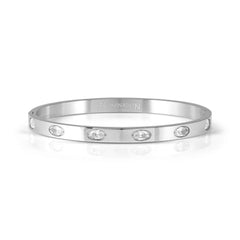 Nomination PRETTY BANGLES NEW EDITION Armreif (SMALL) aus Edelstahl, mit 6 Cubic Zirkonia-Pavés (oval) verziert (001_WEISS)