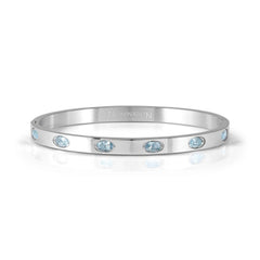 Nomination PRETTY BANGLES NEW EDITION Armreif (SMALL) aus Edelstahl, mit 6 Cubic Zirkonia-Pavés (oval) verziert (003_HELLBLAU)