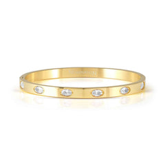 Nomination PRETTY BANGLES NEW EDITION Armreif (LARGE) aus Edelstahl, mit 6 Cubic Zirkonia-Pavés (oval) verziert (020_(Weiss, Gelbgold))