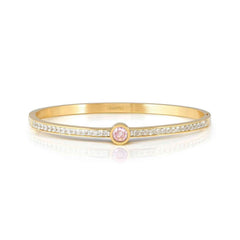Nomination PRETTY BANGLES NEW EDITION Armreif (SMALL) aus Edelstahl, mit Cubic Zirkonia voll besetzt (021_(Rosa, Gelbgold))