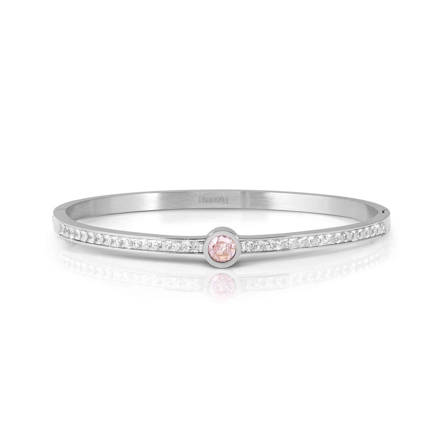 Nomination PRETTY BANGLES NEW EDITION Armreif (MEDIUM) aus Edelstahl, mit Cubic Zirkonia voll besetzt (002_ROSA)
