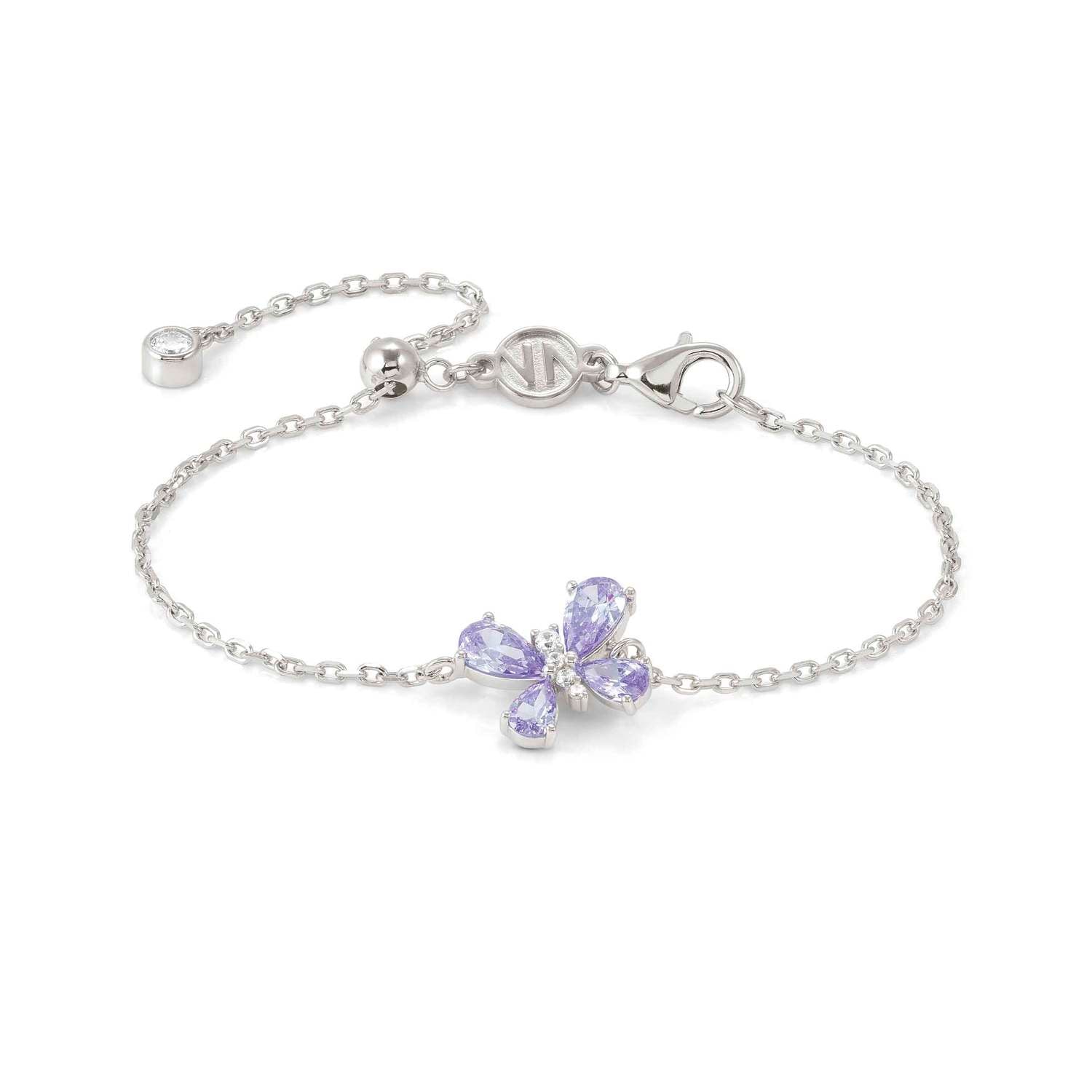 Nomination SHINE ME UP Armband aus 925er Silber, dazu mit Cubic Zirkonia besetztes Schmuckelement (006_(Schmetterling, Weiß/Lila))