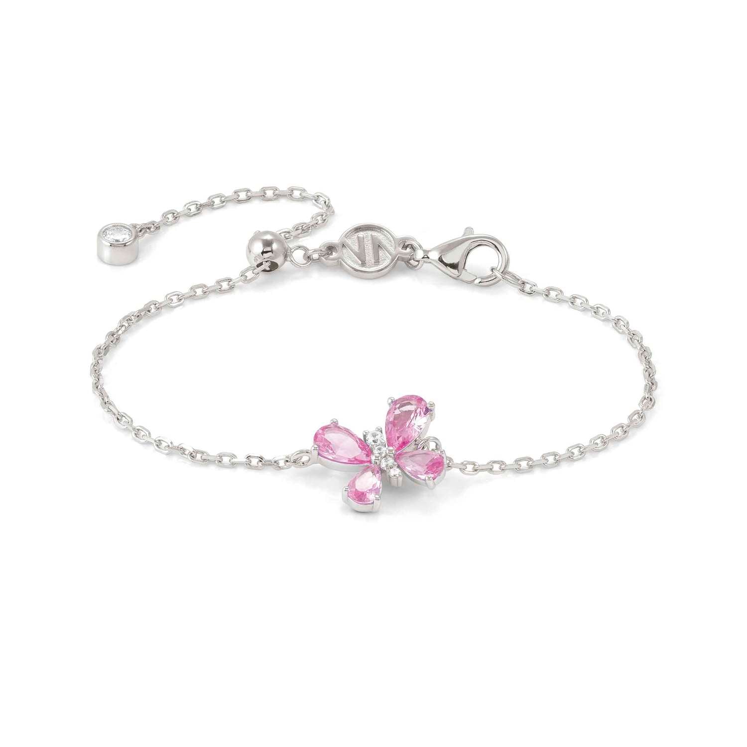 Nomination SHINE ME UP Armband aus 925er Silber, dazu mit Cubic Zirkonia besetztes Schmuckelement (007_(Schmetterling, Weiß/Hellblau))