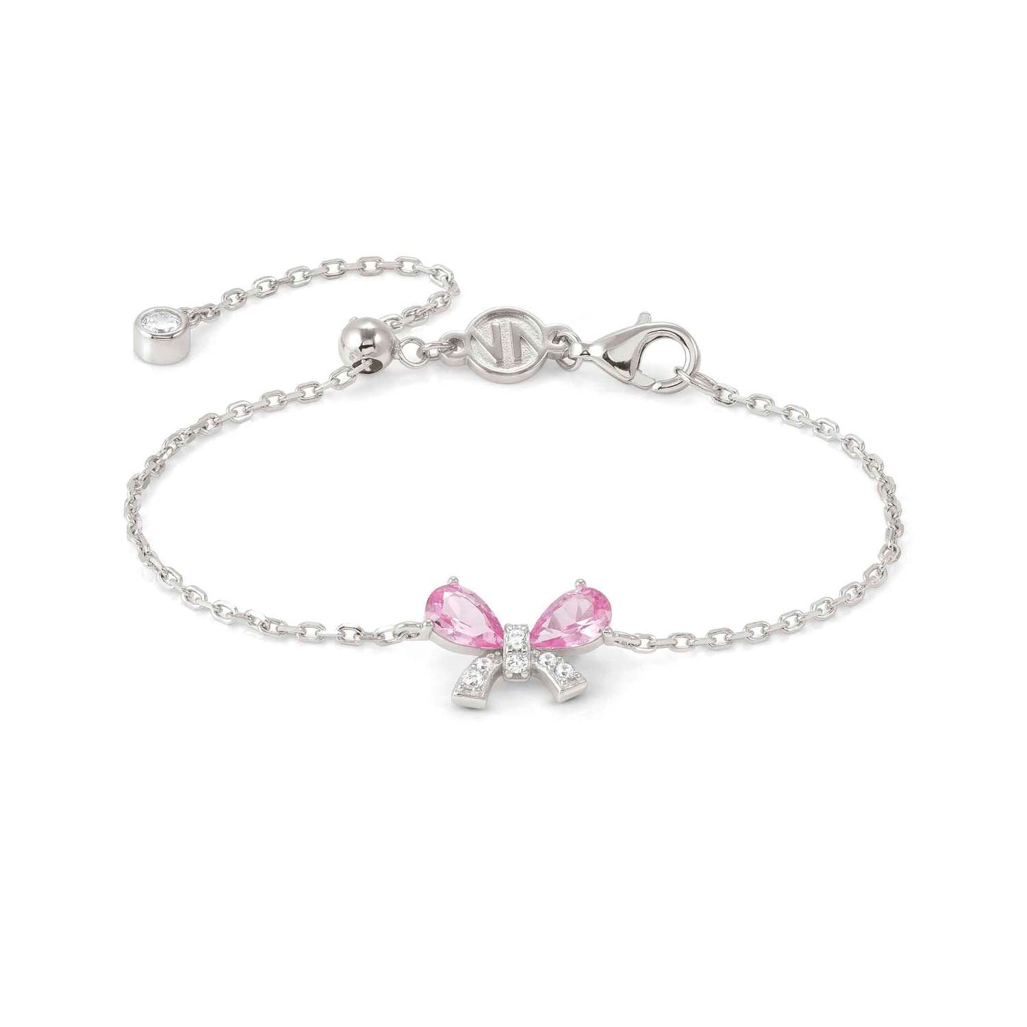 Nomination SHINE ME UP Armband aus 925er Silber, dazu mit Cubic Zirkonia besetztes Schmuckelement (009_(Schleife, Weiß/Rosa))