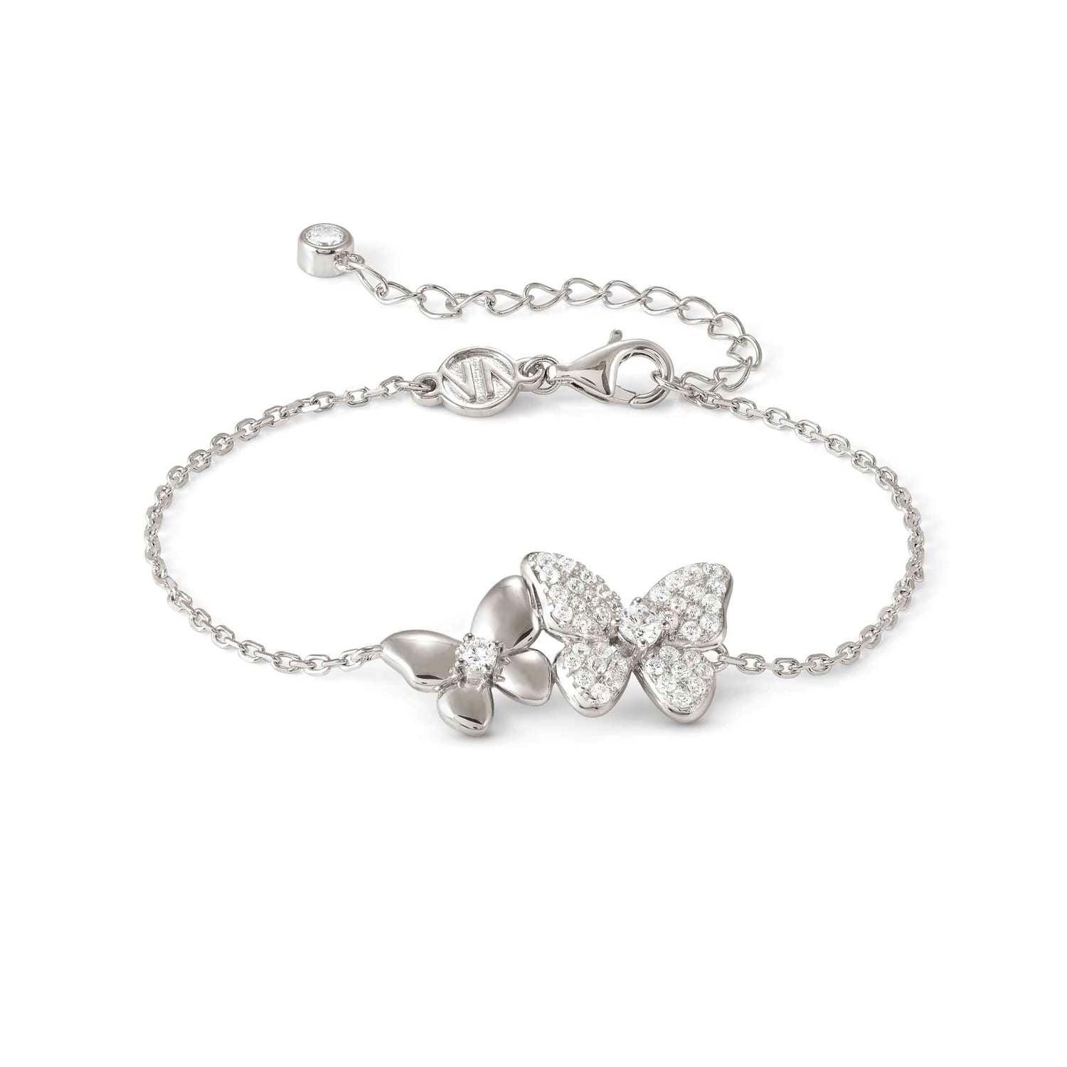 Nomination SWEETMADAME Armband aus 925er Silber, dazu 2 mit Cubic Zirkonia verzierte Schmuckelemente (040_(Schmetterling))