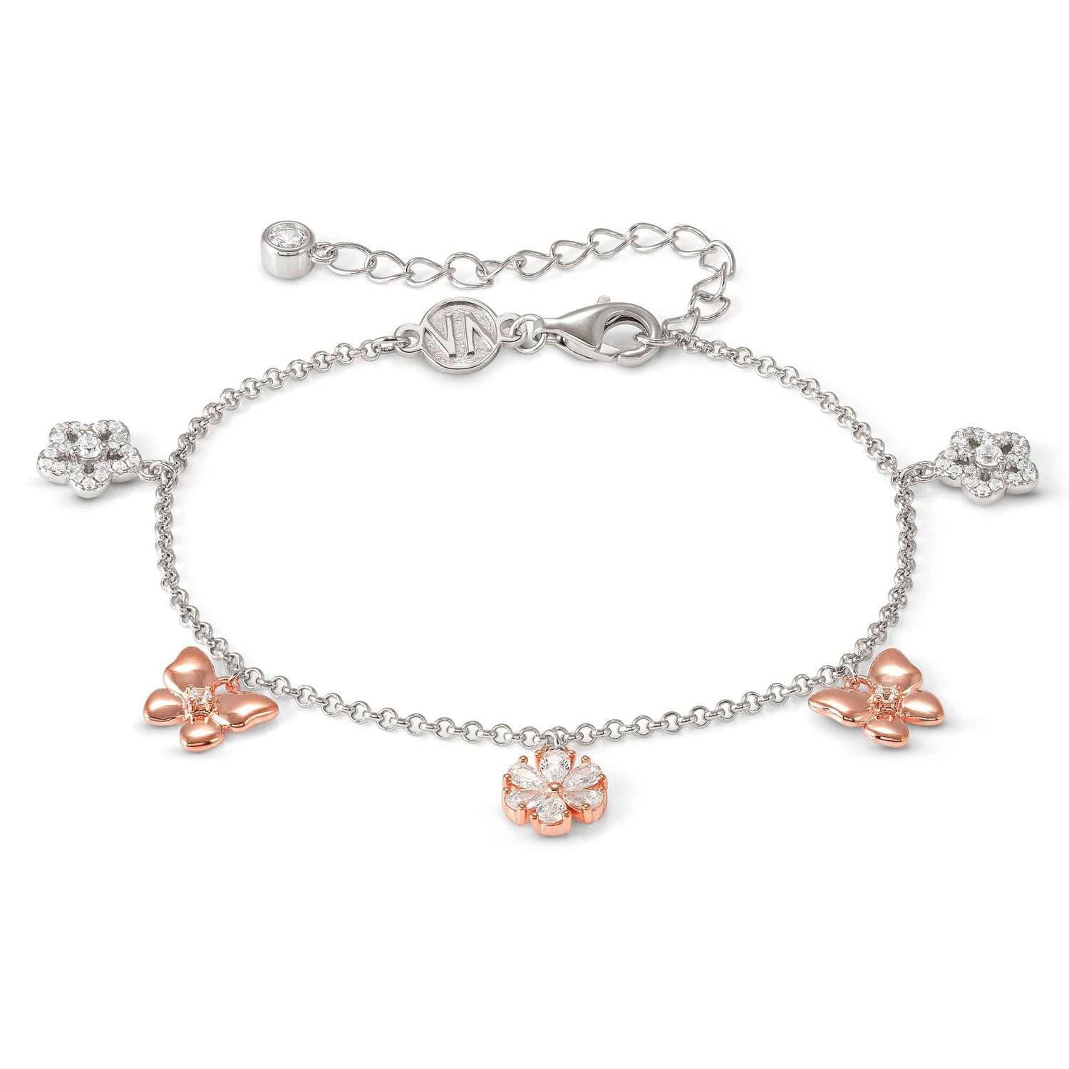 Nomination SWEETMADAME Armband aus 925er Silber, dazu mit Cubic Zirkonia verzierte Charm-Anhänger (051_Mix (Rosegold))