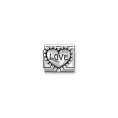 Nomination COMPOSABLE CLASSIC OXIDIERTE SYMBOLE aus Edelstahl, mit 925er Silber verziert, (88_(Love in Kugelherz))