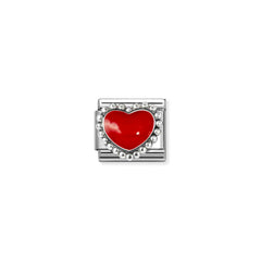 Nomination COMPOSABLE CLASSIC SYMBOLE aus Edelstahl, mit Emaille und 925er Silber verziert, (39_(Gewölbtes Herz, Rot))