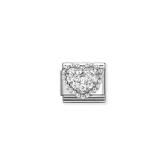 Nomination COMPOSABLE CLASSIC Element aus Edelstahl, mit 925er Silber und Cubic Zirkonia verziert (07_(Kugelherz, Weiß))