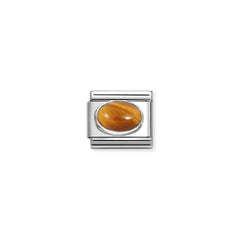 Nomination COMPOSABLE CLASSIC EDELSTEINE Element aus Edelstahl, mit Edelsteinen in 925er Silber-Fassung verziert (41_(Tigerauge))