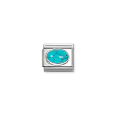 Nomination COMPOSABLE CLASSIC EDELSTEINE Element aus Edelstahl, mit Edelsteinen in 925er Silber-Fassung verziert (49_(Türkis))