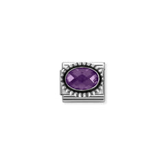 Nomination COMPOSABLE CLASSIC FACETTIERTE CZ Element aus Edelstahl, mit facettiertem CZ (oval) in 925er Silber Kugel-Fassung verziert (001_VIOLETT)