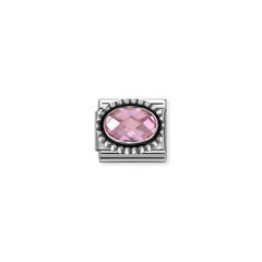 Nomination COMPOSABLE CLASSIC FACETTIERTE CZ Element aus Edelstahl, mit facettiertem CZ (oval) in 925er Silber Kugel-Fassung verziert (003_ROSA)