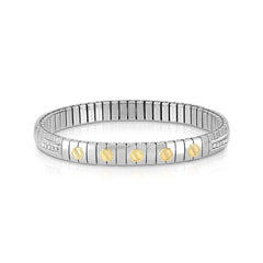 Nomination EXTENSION Armband aus Edelstahl, mit 5 Symbolen aus 18kt Gelbgold und Cubic Zirkonia-Pavés in 925er Silber-Fassung verziert (046_(Schraube))