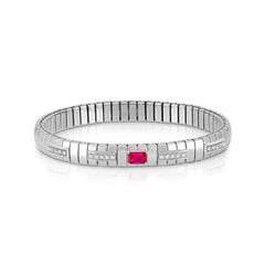 Nomination EXTENSION Armband aus Edelstahl, mit 1 Cubic Zirkonia (Baguette-Schliff) und Cubic Zirkonia-Pavés in 925er Silber-Fassung verziert (005_ROT)