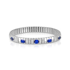 Nomination EXTENSION Armband aus Edelstahl, mit Cubic Zirkonia (Schliff-Mix) und Cubic Zirkonia-Pavés in 925er Silber-Fassung verziert (007_BLAU)