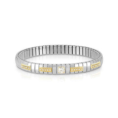 Nomination EXTENSION Armband aus Edelstahl, mit 1 Cubic Zirkonia (Brillant-Schliff) und Cubic Zirkonia-Pavés in 18kt Gelbgold-Fassung verziert (010_WEISS)