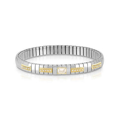 Nomination EXTENSION Armband aus Edelstahl, mit 1 Cubic Zirkonia (Oval-Schliff) und Cubic Zirkonia-Pavés in 18kt Gelbgold-Fassung verziert (010_WEISS)