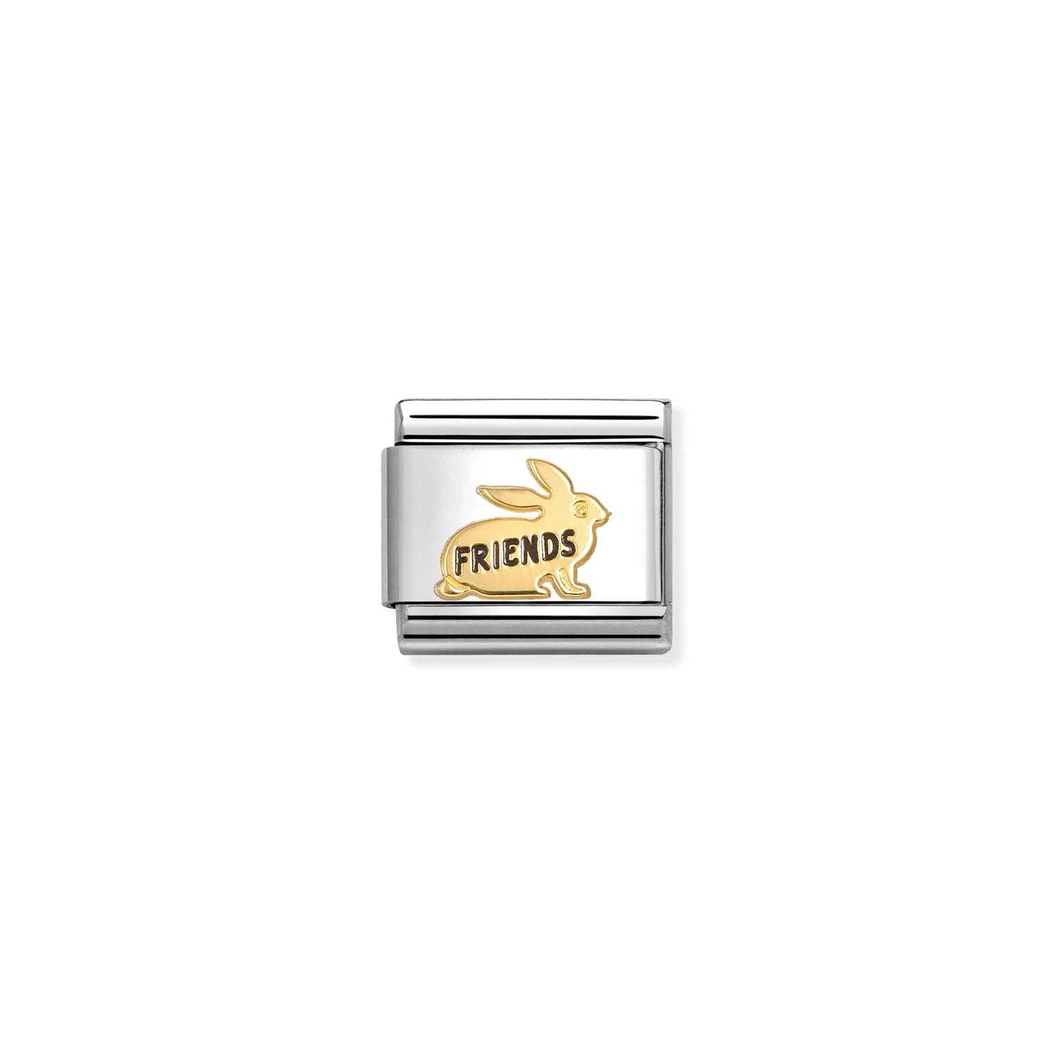 Nomination COMPOSABLE CLASSIC SYMBOLE aus Edelstahl, mit Emaille und 18Kt Gold verziert, (73_(FRIENDS-Hase))
