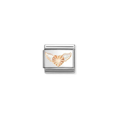 Nomination COMPOSABLE CLASSIC SYMBOLE Element aus Edelstahl, mit 9kt Rosegold und Emaille verziert (46_(beflügeltes Herz, diamantiert)