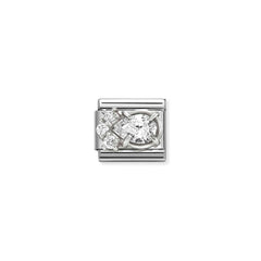 Nomination COMPOSABLE CLASSIC Element aus Edelstahl, mit Cubic Zirkonia in 925er Silber-Fassung verziert (01_Weisser Tropfen)
