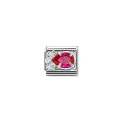 Nomination COMPOSABLE CLASSIC Element aus Edelstahl, mit Cubic Zirkonia in 925er Silber-Fassung verziert (02_Roter Tropfen)