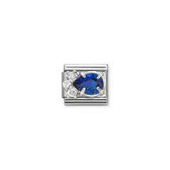 Nomination COMPOSABLE CLASSIC Element aus Edelstahl, mit Cubic Zirkonia in 925er Silber-Fassung verziert (06_(Tropfen, Blau))