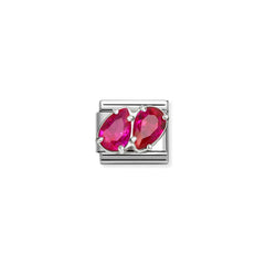 Nomination COMPOSABLE CLASSIC Element aus Edelstahl, mit Cubic Zirkonia in 925er Silber-Fassung verziert (11_(2 Tropfen, Rot))