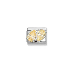 Nomination COMPOSABLE CLASSIC Element aus Edelstahl, mit Cubic Zirkonia in 925er Silber-Fassung verziert (15_(2 Tropfen, Gelb))