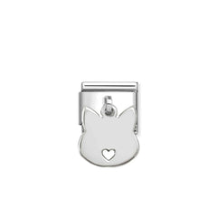 Nomination COMPOSABLE CLASSIC PLATTEN CHARMS aus Edelstahl, mit 925er Silber verziert (15_(Katze))