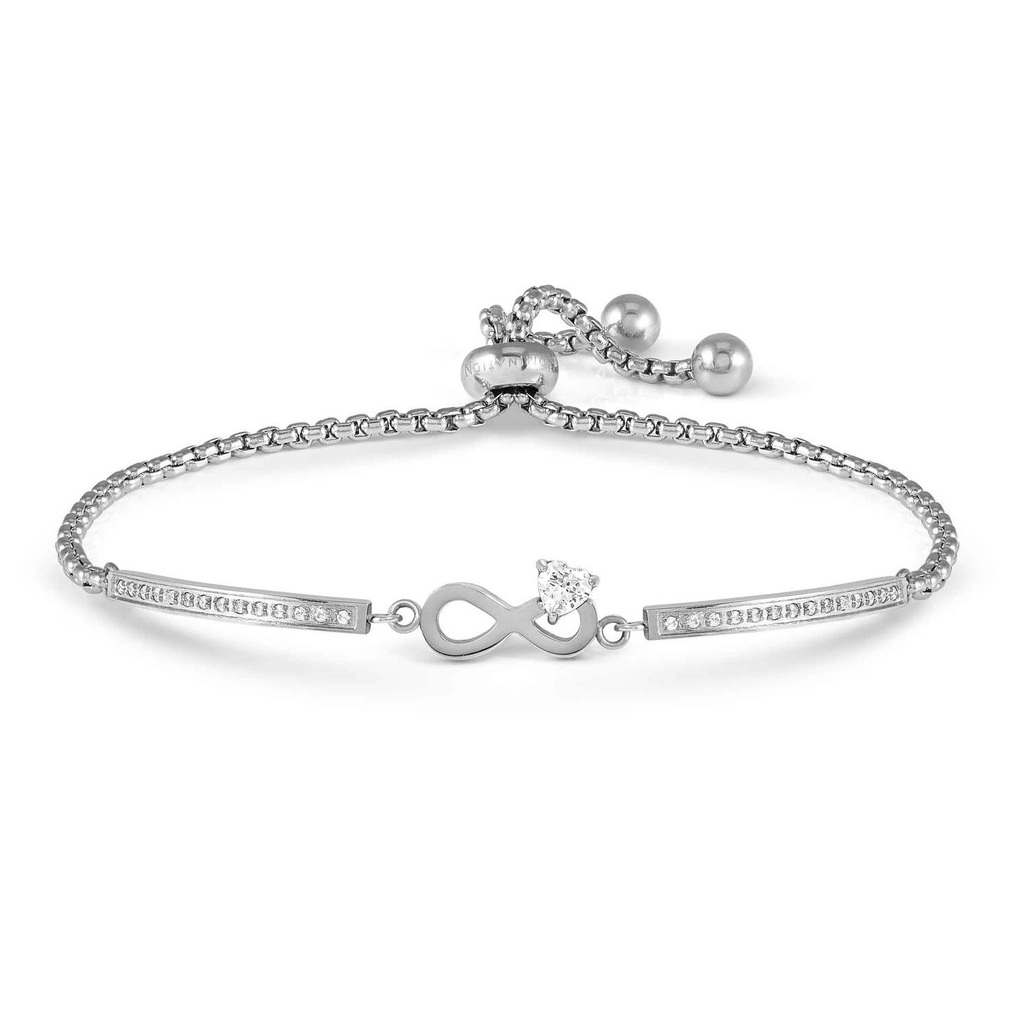 Nomination MILLELUCI REFINED EDITION Armband aus Edelstahl, dazu mit Cubic Zirkonia verziertes Schmuckelement (024_Unendliche)