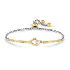 Nomination MILLELUCI REFINED EDITION Armband aus Edelstahl mit gold PVD-beschichteten Details, dazu mit Cubic Zirkonia verziertes Schmuckelement (022_Herz)