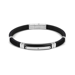 Nomination CITY ENERGY EDITION Kautschuk-Armband, dazu Edelstahlplakette mit PVD-beschichteten Details und 3 Cubic Zirkonia verziert (060-060)