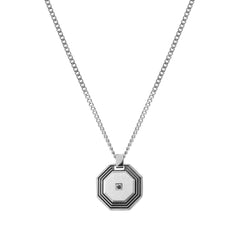 Nomination STRONG DIAMOND GEOMETRIC ED, Halskette aus Edelstahl, dazu mit Diamant (Schwarz) verzierter Anhänger (064_(Achteck))